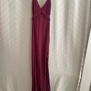Wine Red Maxi Dress with thigh slit